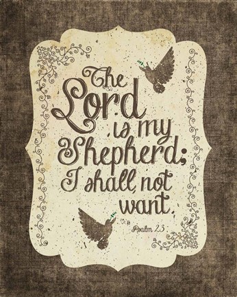 Framed Psalm 23 The Lord is My Shepherd - Bird Border Print