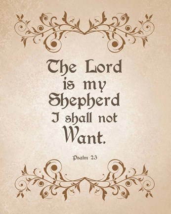 Framed Psalm 23 The Lord is My Shepherd - Brown Print