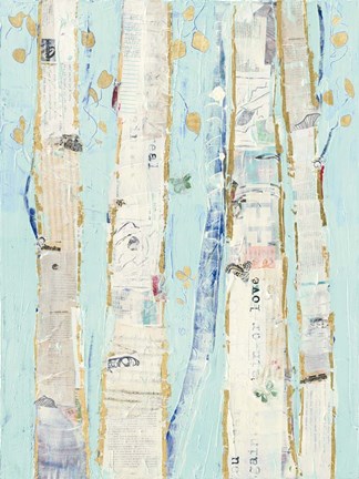 Framed Far From Blue I Gold Leaves Print