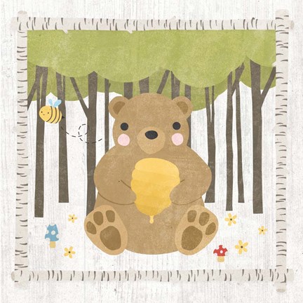 Framed Woodland Hideaway Bear Print