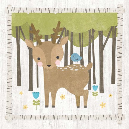 Framed Woodland Hideaway Deer Print
