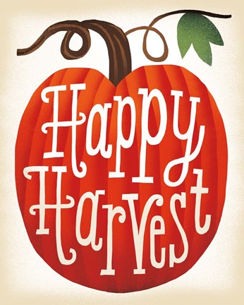 Framed Harvest Time Happy Harvest Pumpkins Print