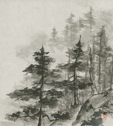 Framed Sumi Treetops Sq Print