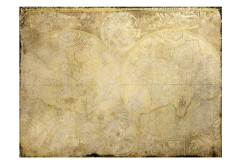 Framed World Map in Gold Print