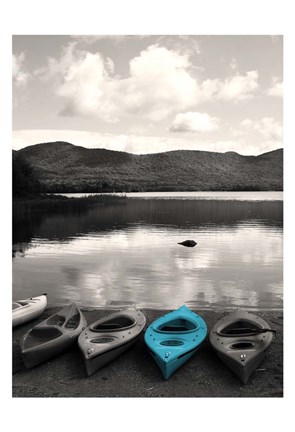 Framed Kayaks Teal Print