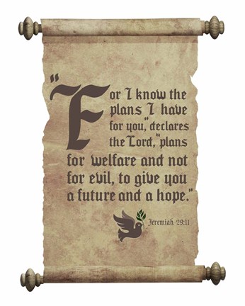 Framed Jeremiah 29:11 For I know the Plans I have for You (Dove on Scroll) Print