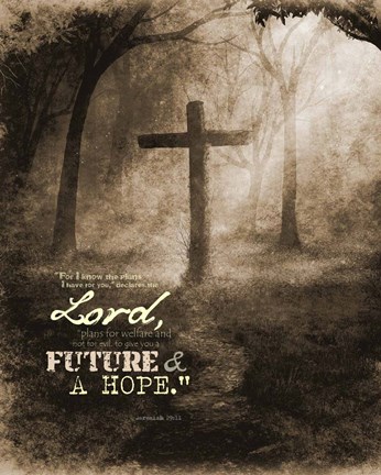 Framed Jeremiah 29:11 For I know the Plans I have for You (Sepia Cross) Print