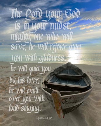 Framed Zephaniah 3:17 The Lord Your God (Beach) Print
