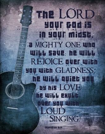 Framed Zephaniah 3:17 The Lord Your God (Guitar) Print