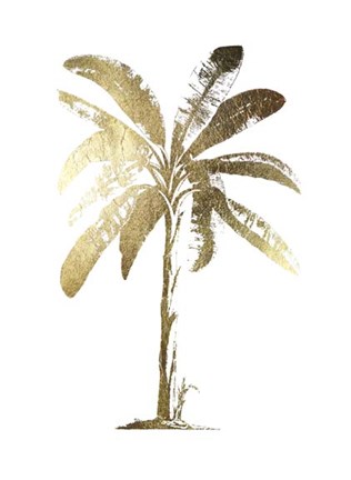 Framed Gold Foil Tropical Palm II- Metallic Foil Print