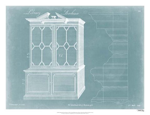 Framed Chippendale Library Bookcase I Print