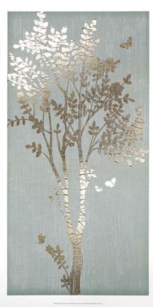 Framed Sage Silhouette I - Metallic Foil Print