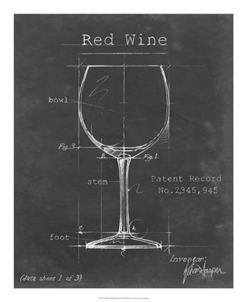 Framed Barware Blueprint III Print