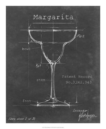 Framed Barware Blueprint VI Print