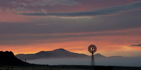 Framed Mountains and Windmill Print