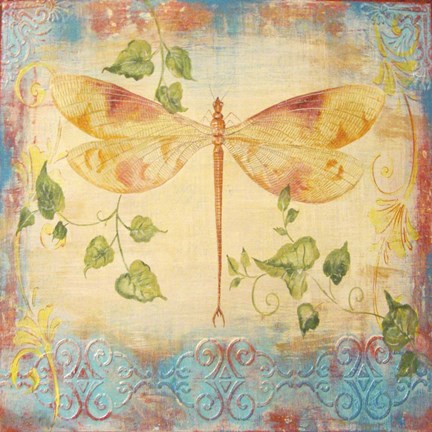 Framed Aqua Dreams Dragonfly Print