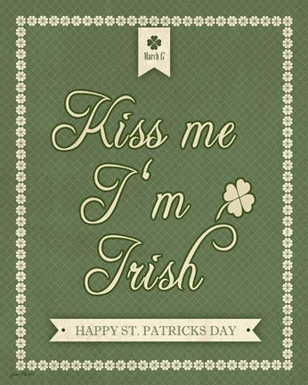 Framed Kiss Me I&#39;m Irish Print