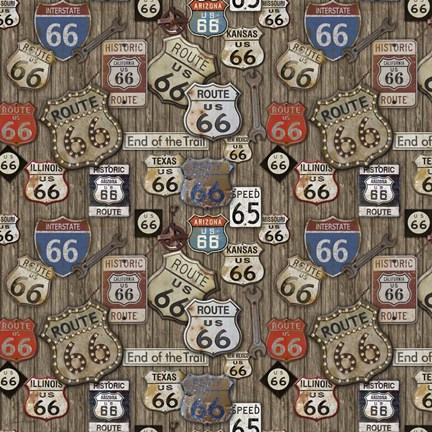 Framed Route 66 on Wood Print