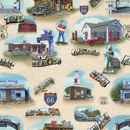 Framed Route 66 Landmarks II Print