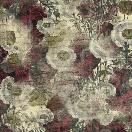 Framed Floral Boquet Scripty Collage Print