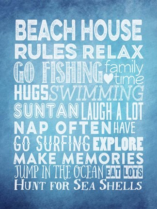 Framed Beach House Rules Print