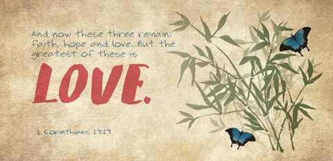 Framed 1 Corinthians 13:13 Faith, Hope and Love (Butterflies) Print