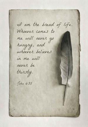 Framed John 6:35 I am the Bread of Life (Gray) Print