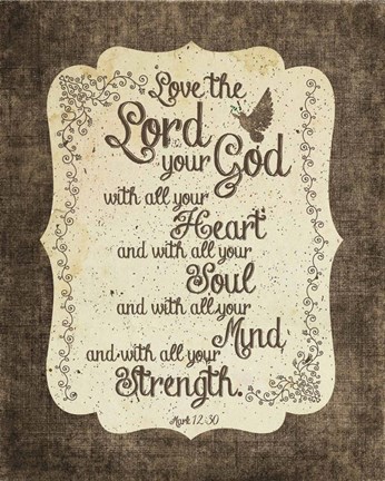 Framed Mark 12:30 Love the Lord Your God (Bird) Print