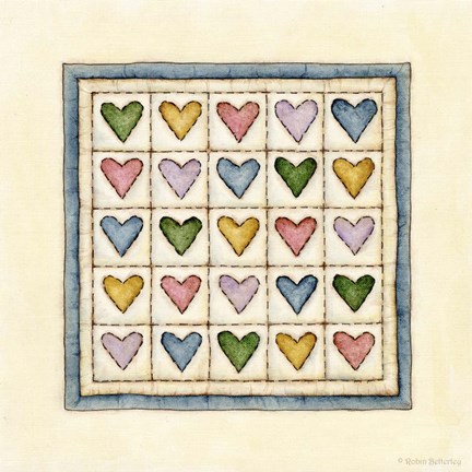 Framed Hearts Patchwork Print