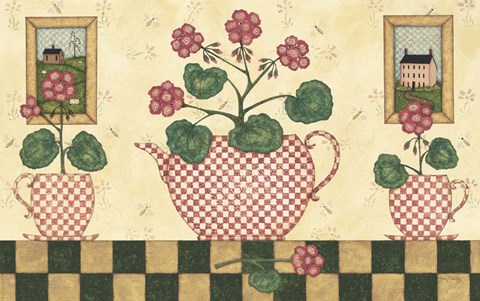 Framed Pink Flower Pots Print