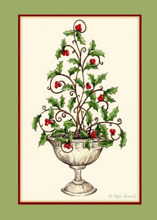 Framed Holly Tree Topiary Print