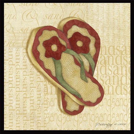 Framed Red Flowering Sandals Print