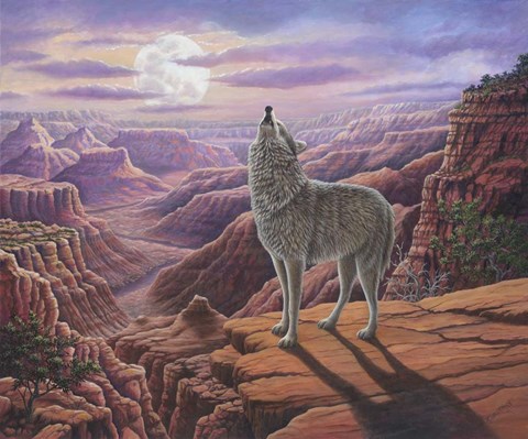 Framed Howling Wolf Print
