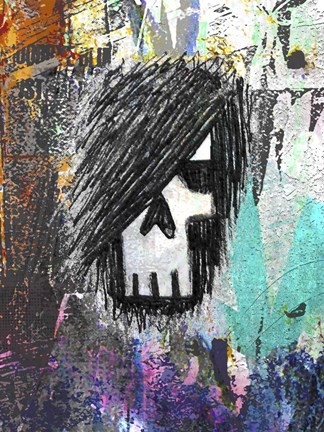 Framed Graffiti Sketch Skull Print