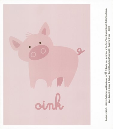 Framed Barn Baby Oink Print