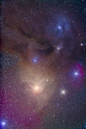 Framed colorful region around Antares in Scorpius and blue Rho Ophiuchi in Ophiuchus Print