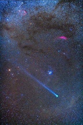 Framed Comet Lovejoy&#39;s long ion tail in Taurus Print