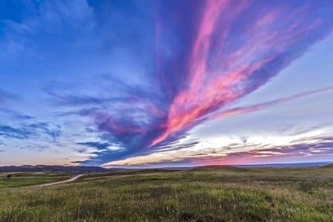 Framed Colorful sunset at the Reesor Ranch on the Alberta-Saskatchewan border Print