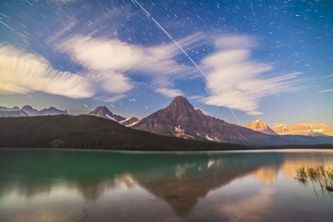 Framed Space Station over Mt Chephren in Banff National Park, Canada Print