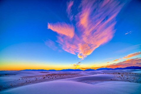 Framed Sunset colors over White Sands National Monument, New Mexico Print