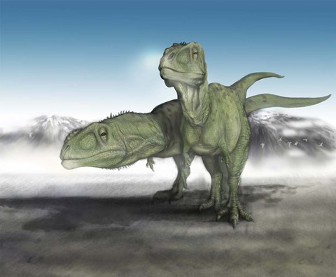 Framed Pair of Giganotosaurus Print