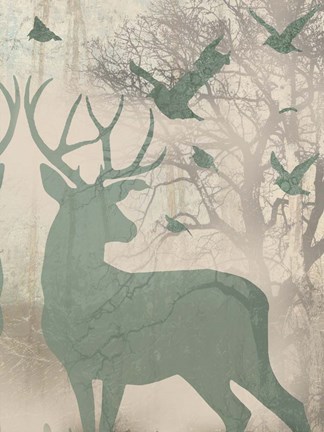 Framed Deer Solace II Print