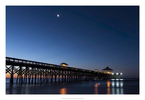 Framed Moon at Folly Beach Print