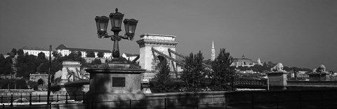 Framed Chain Bridge over Danube River, Budapest, Hungary Print