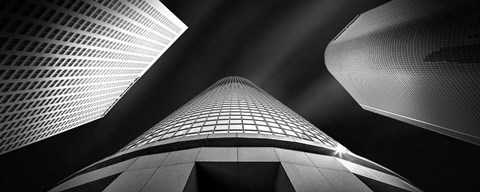 Framed Low angle view of skyscrapers, City Of Los Angeles, California Print