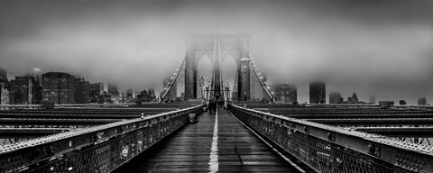 Framed Fog over the Brooklyn Bridge, New York City Print