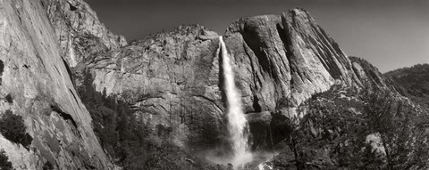 Framed Water falling from rocks in a forest, Bridalveil Fall, Yosemite National Park, California Print