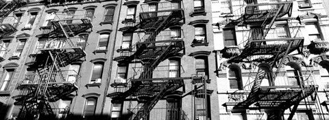 Framed Low angle view of fire escapes on buildings, Little Italy, Manhattan, NY Print