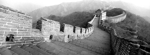 Framed Great Wall Of China, Mutianyu, China BW Print