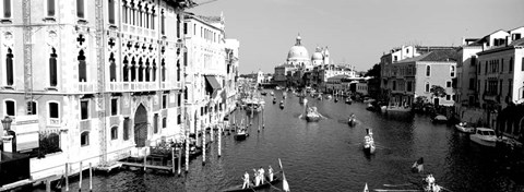 Framed High angle view of gondolas in a canal, Grand Canal, Venice, Italy Print